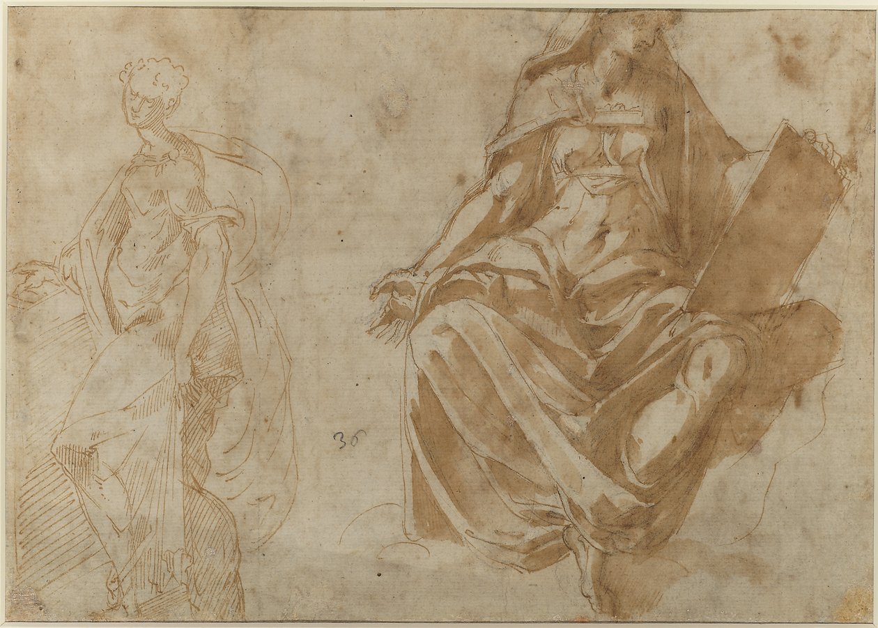 Sint Cecilia en een zittende vrouwelijke figuur met een boek door Jacopo Ianguidi Bertoia