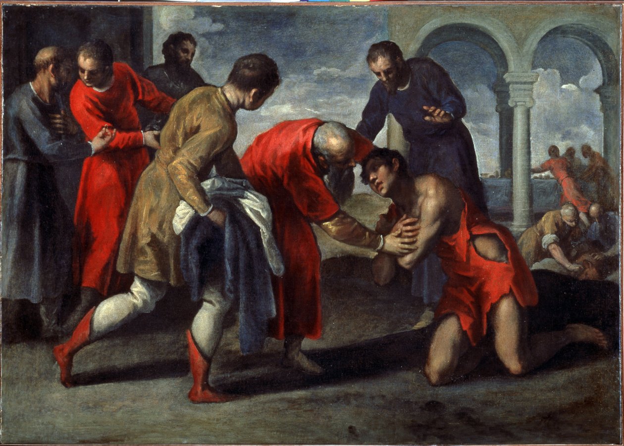 De terugkeer van de verloren zoon door Jacopo Il Giovane Palma