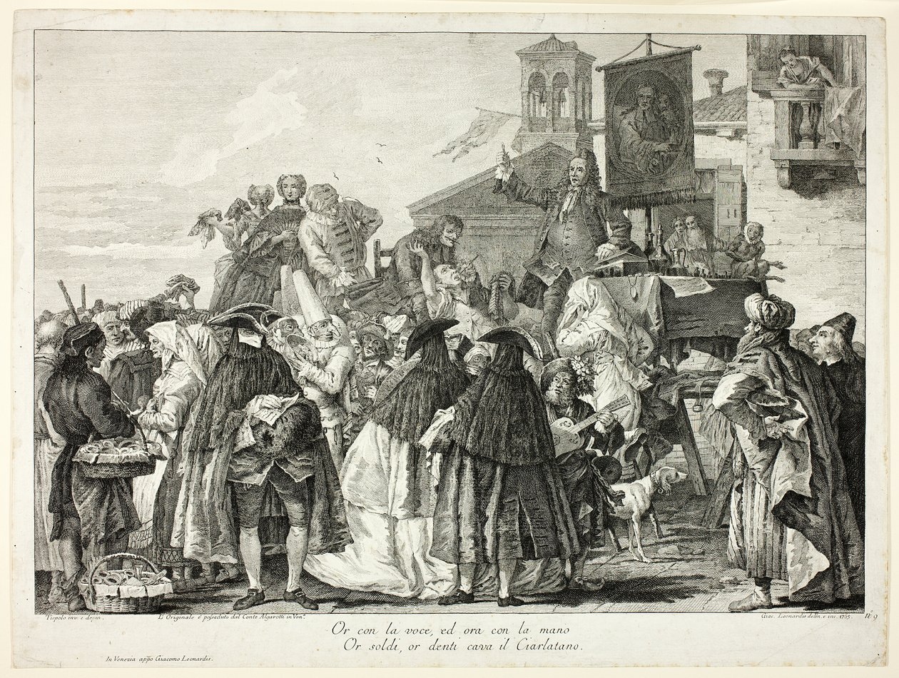 De Tandentrekker, plaat negen uit Selectie van Schilderijen uit Venetiaanse Collecties door Jacopo Leonardis