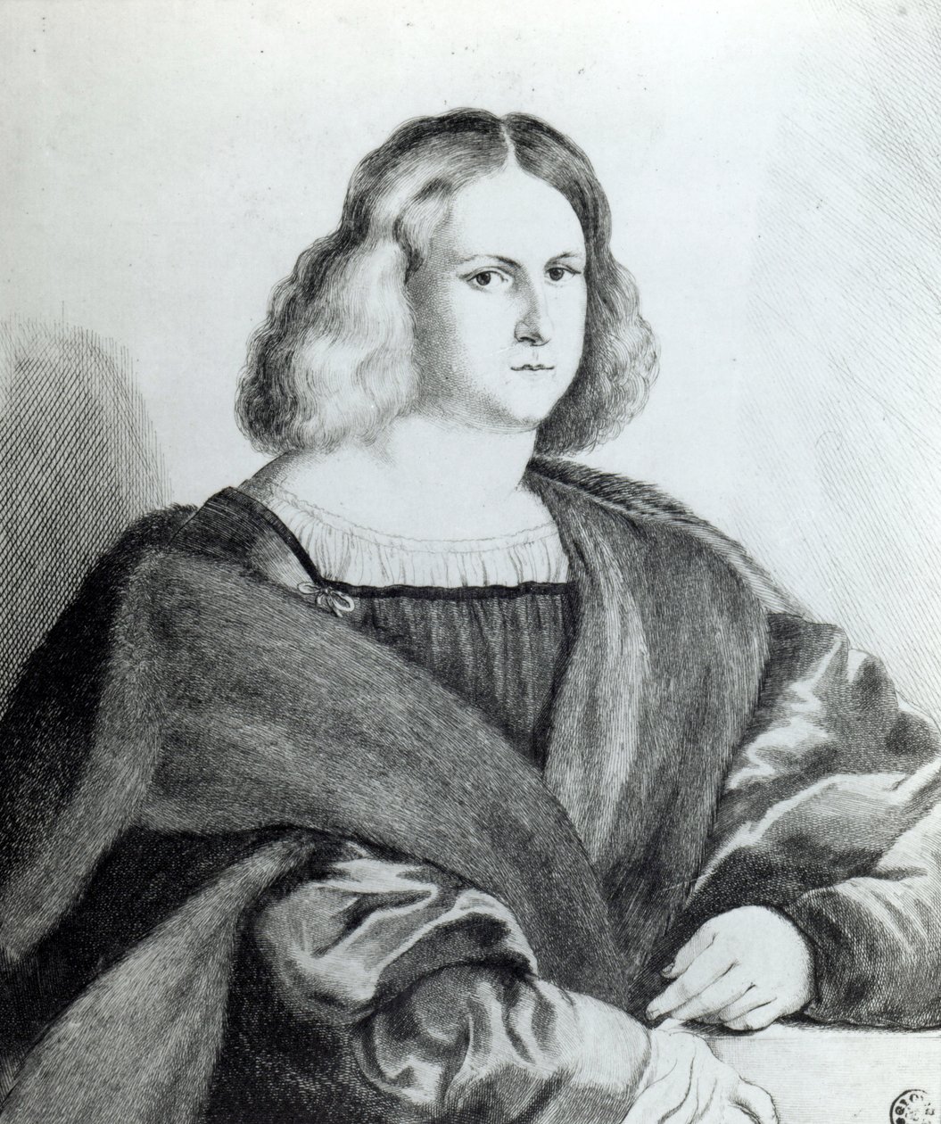 Portret van een jonge man, prent door Wenceslaus Hollar, 1650 door Jacopo Palma