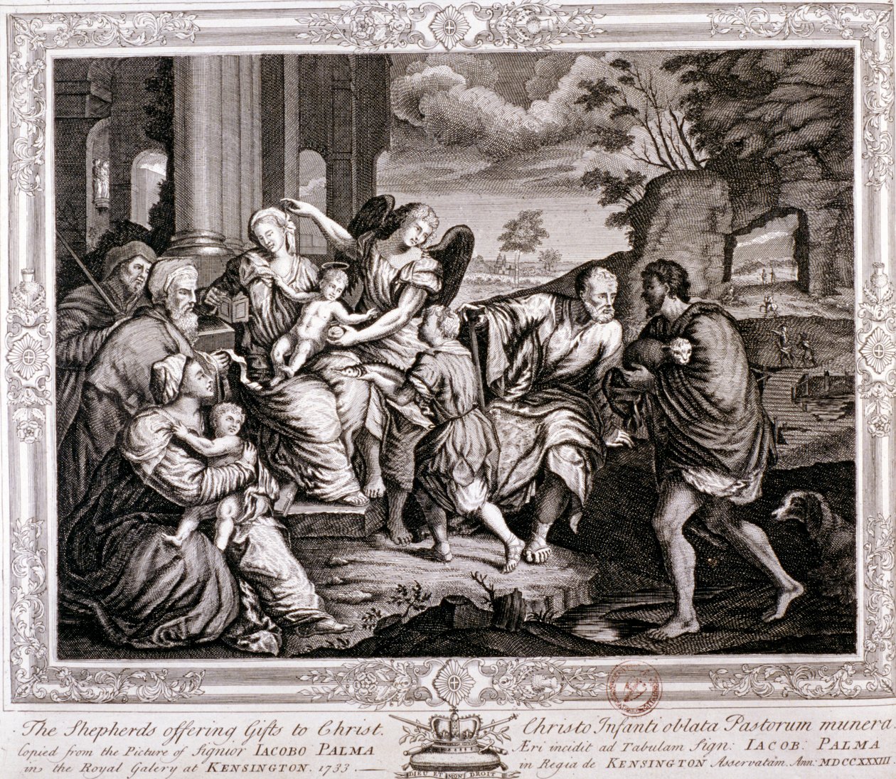 De Herders die Geschenken Aanbieden aan Christus door Jacopo Palma