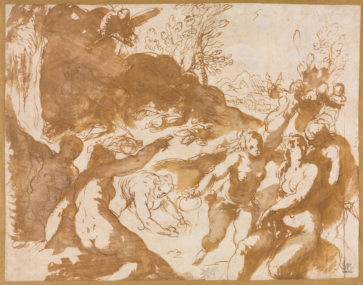 Apollo en de Muzen gewekt door de roep van de roem, 1590s door Jacopo Palma il Giovane