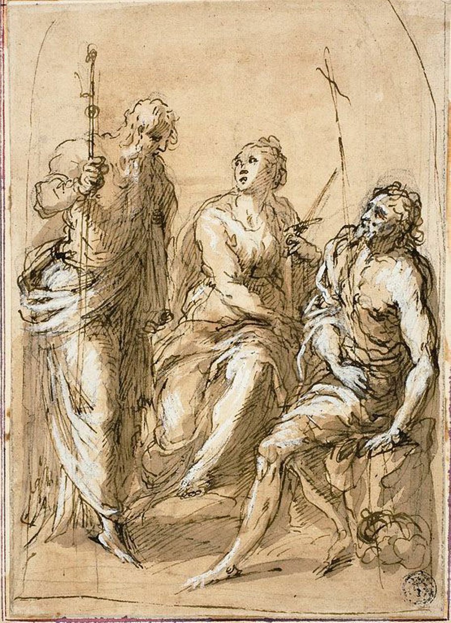 Heilige Justina van Padua op de Troon, met de Heiligen Jacobus de Mindere en Johannes de Doper door Jacopo Palma il Giovane