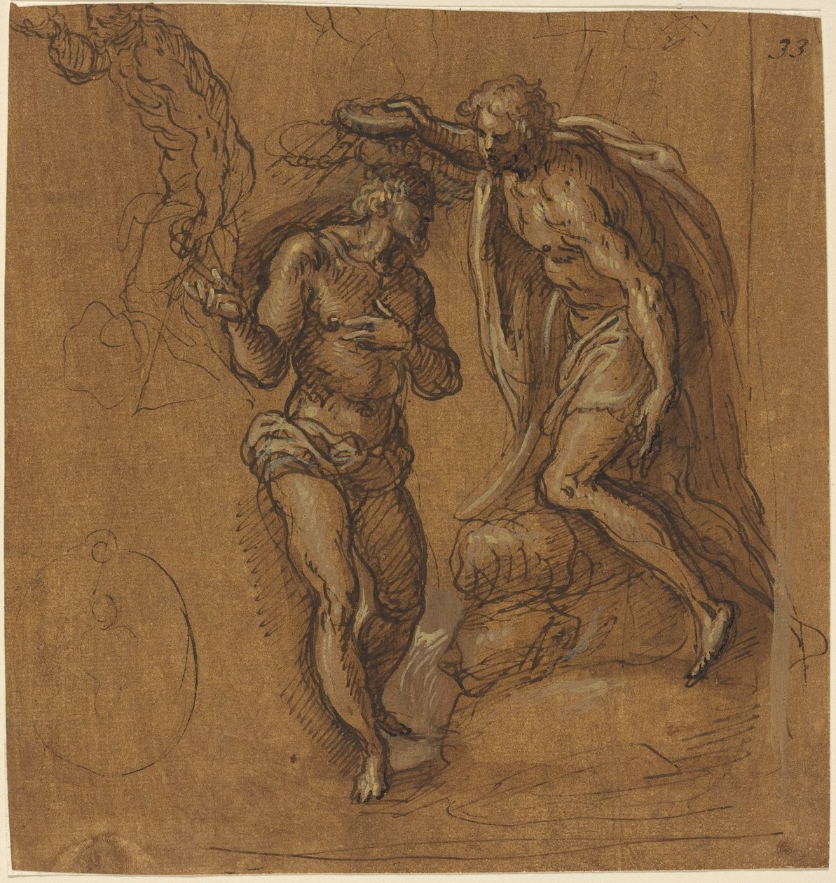 Schets voor een Doop van Christus door Jacopo Palma il Giovane