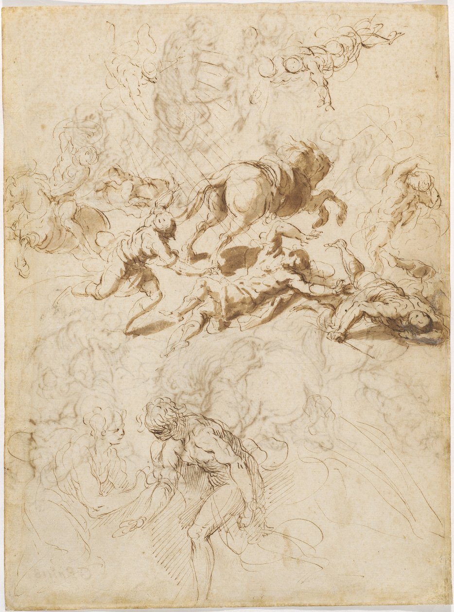 De bekering van Sint Paulus; Adam en Eva door Jacopo Palma il Giovane