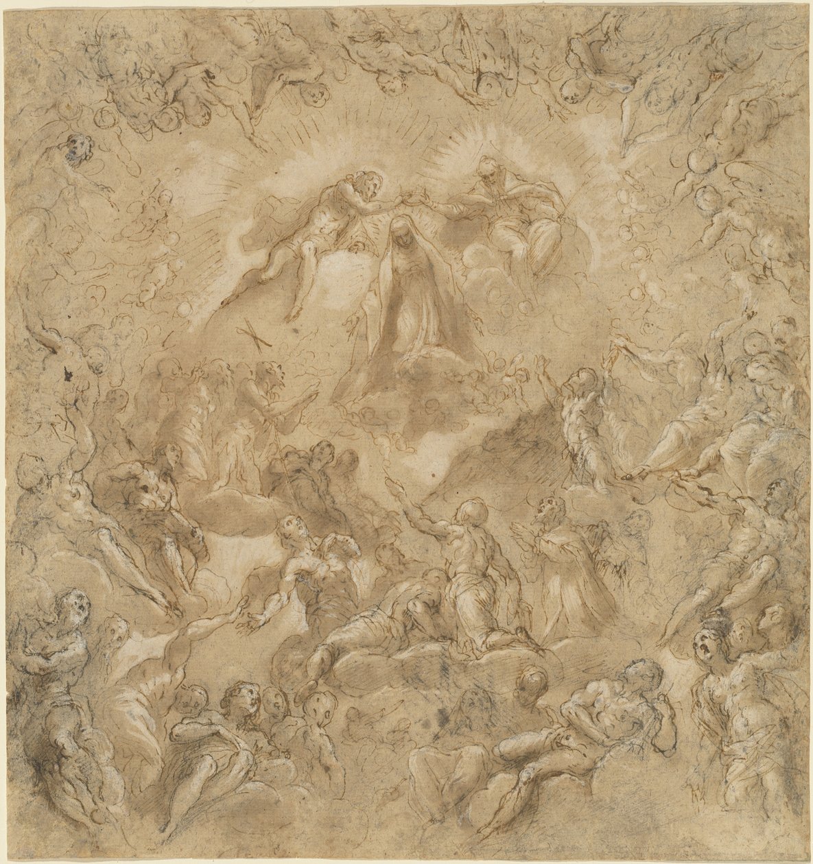 De Kroning van de Maagd door Jacopo Palma il Giovane