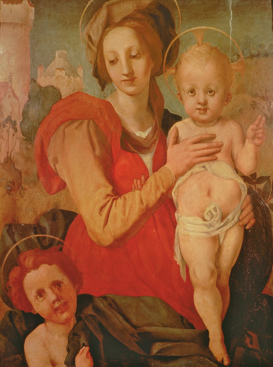 Madonna en kind met de jonge St. Johannes de Doper door Jacopo Pontormo