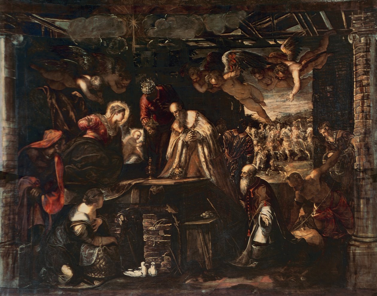 Aanbidding der Wijzen door Jacopo Robusti Tintoretto