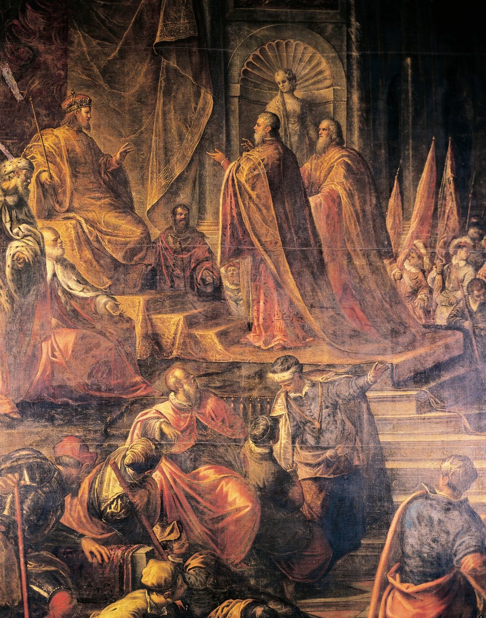 Ambassadeurs van paus en Venetianen smeken tevergeefs om vrede bij Barbarossa, door Jacopo Tintoretto en zijn werkplaats, Grote Raadzaal, Dogepaleis, Venetië, Italië door Jacopo Robusti Tintoretto