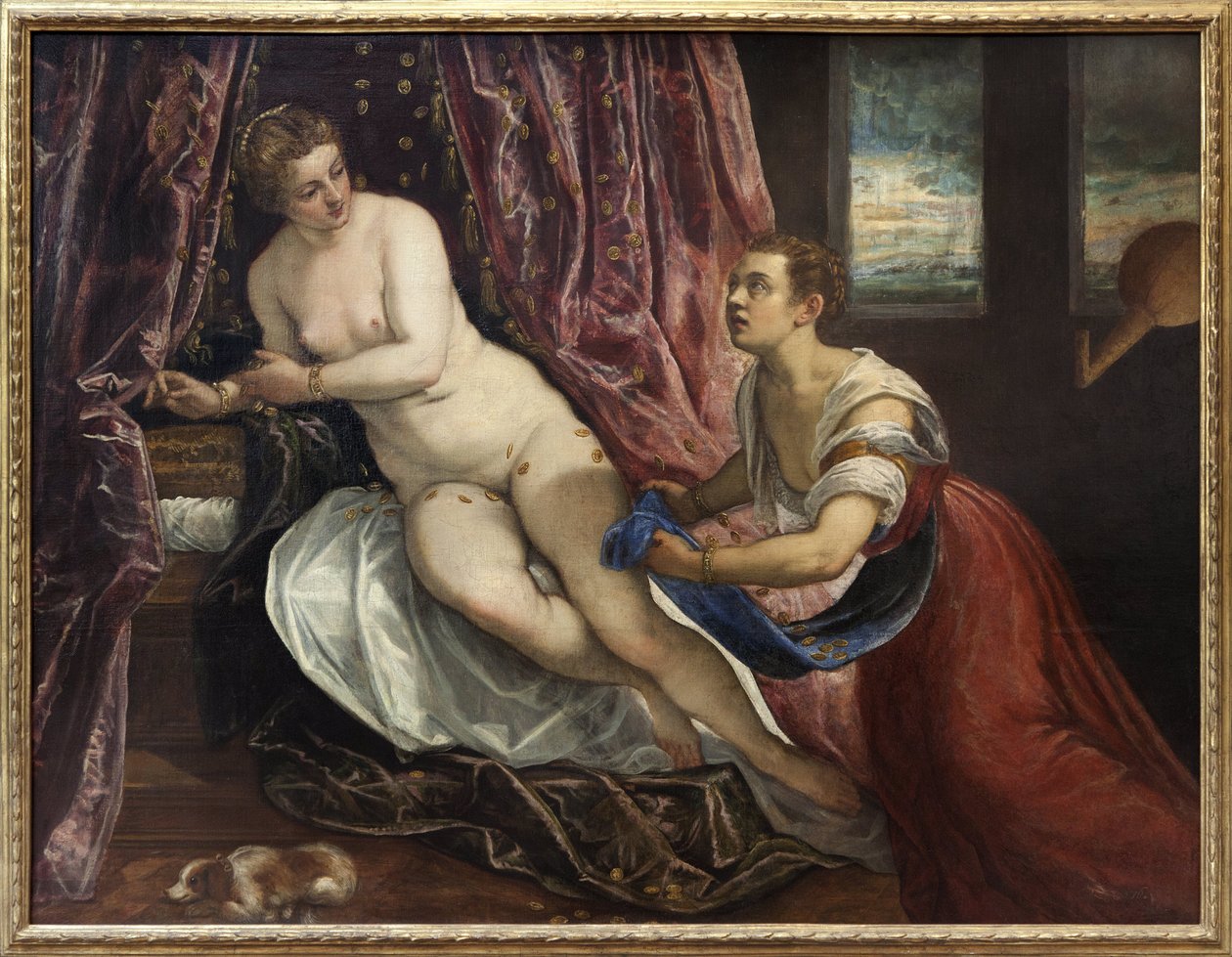 Danaë, in de Griekse mythologie, dochter van Acrisios, koning van Argos door Jacopo Robusti Tintoretto