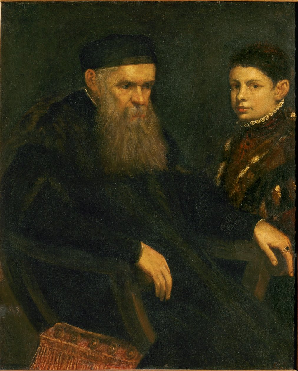 Oude man en jongen (schilderij op doek) door Jacopo Robusti Tintoretto