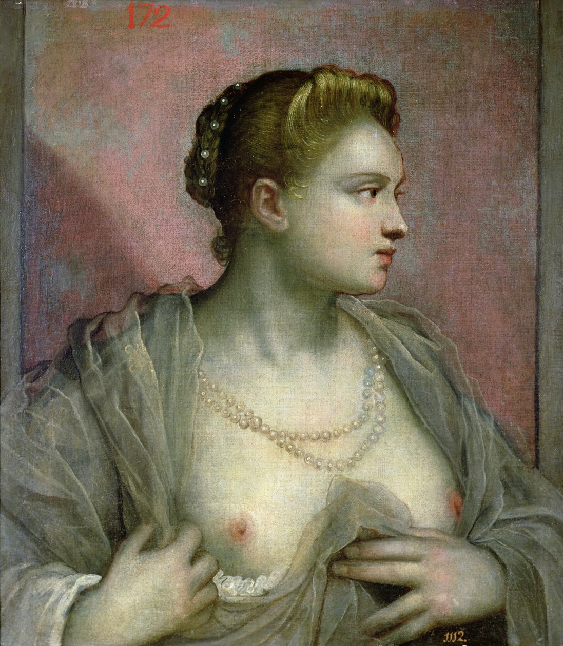 Portret van een Vrouw die haar Borsten Onthult, c.1570 door Jacopo Robusti Tintoretto