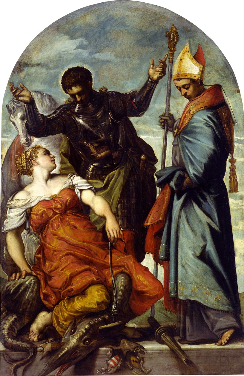 Sint Louis van Toulouse en Sint Joris, 1552 door Jacopo Robusti Tintoretto