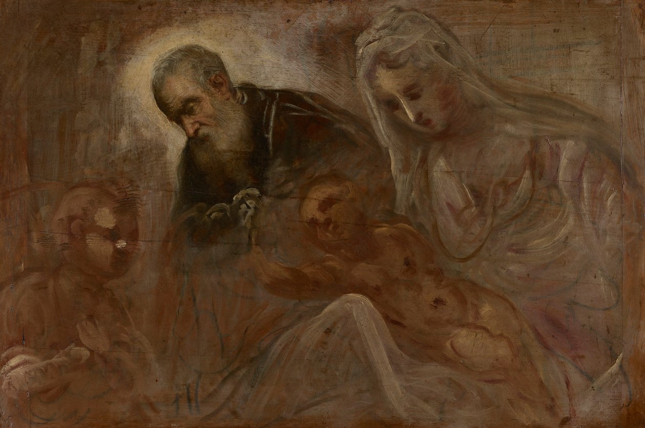 De Heilige Familie met de Jonge Johannes de Doper door Jacopo Robusti Tintoretto