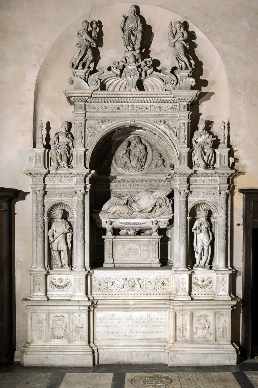 Grafmonument ter ere van kardinaal Girolamo Basso Della Rovere (marmeren sculptuur) door Jacopo Sansovino