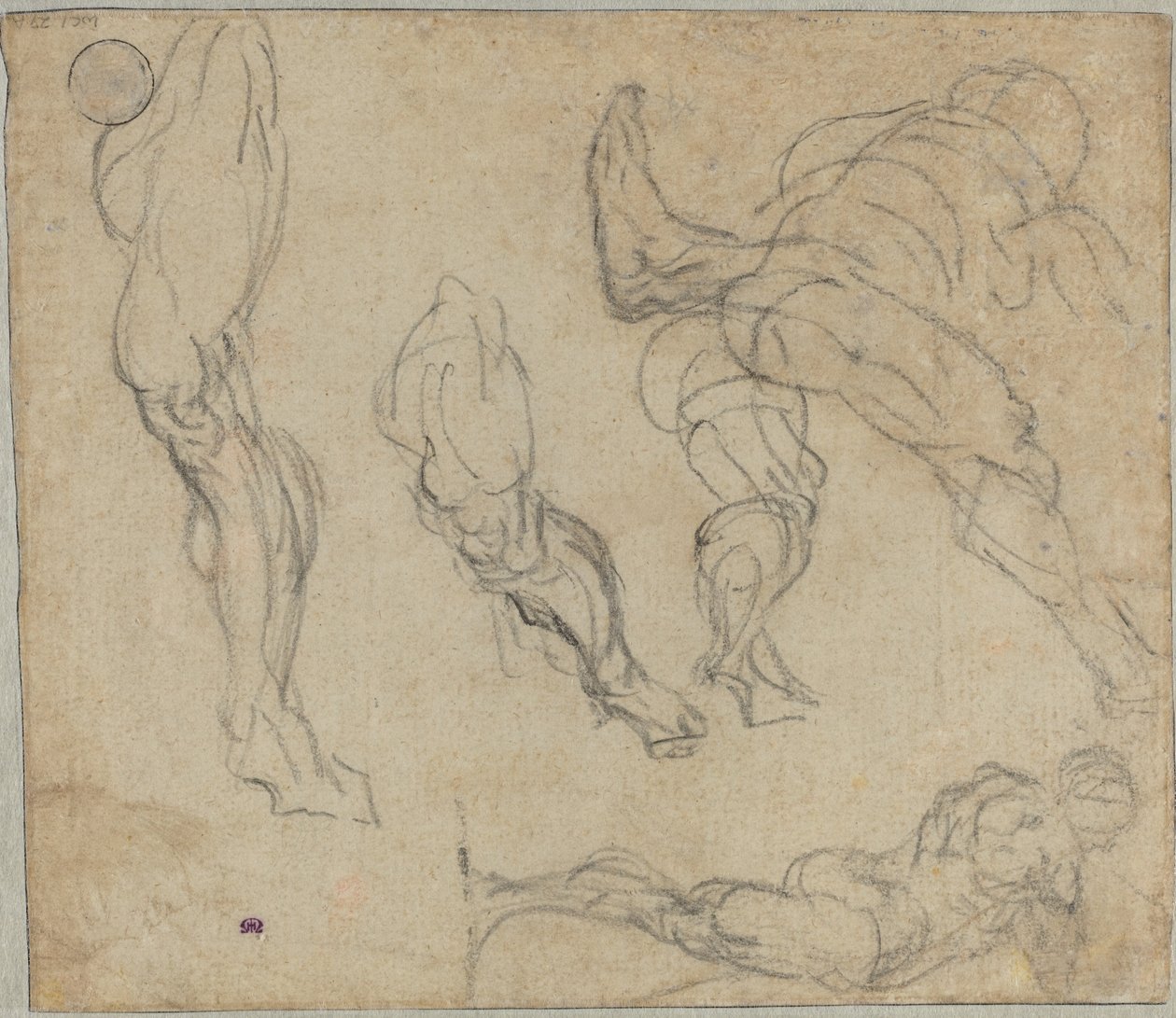 Figuren en Benen (verso) door Jacopo Tintoretto