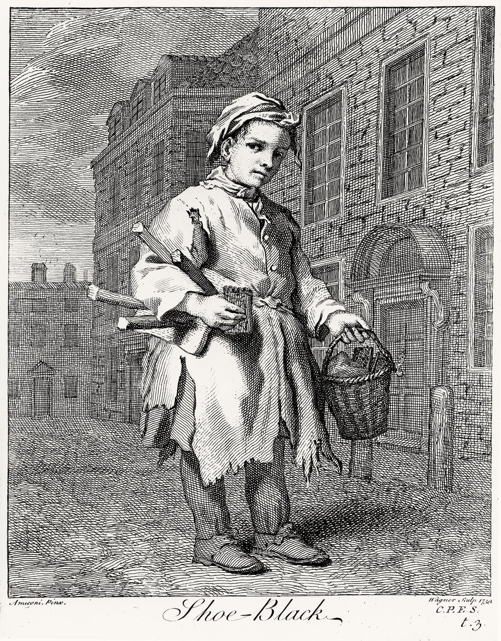 De Schoenpoetser, gegraveerd door Wagner, 1739 door Jacopo after Amiconi