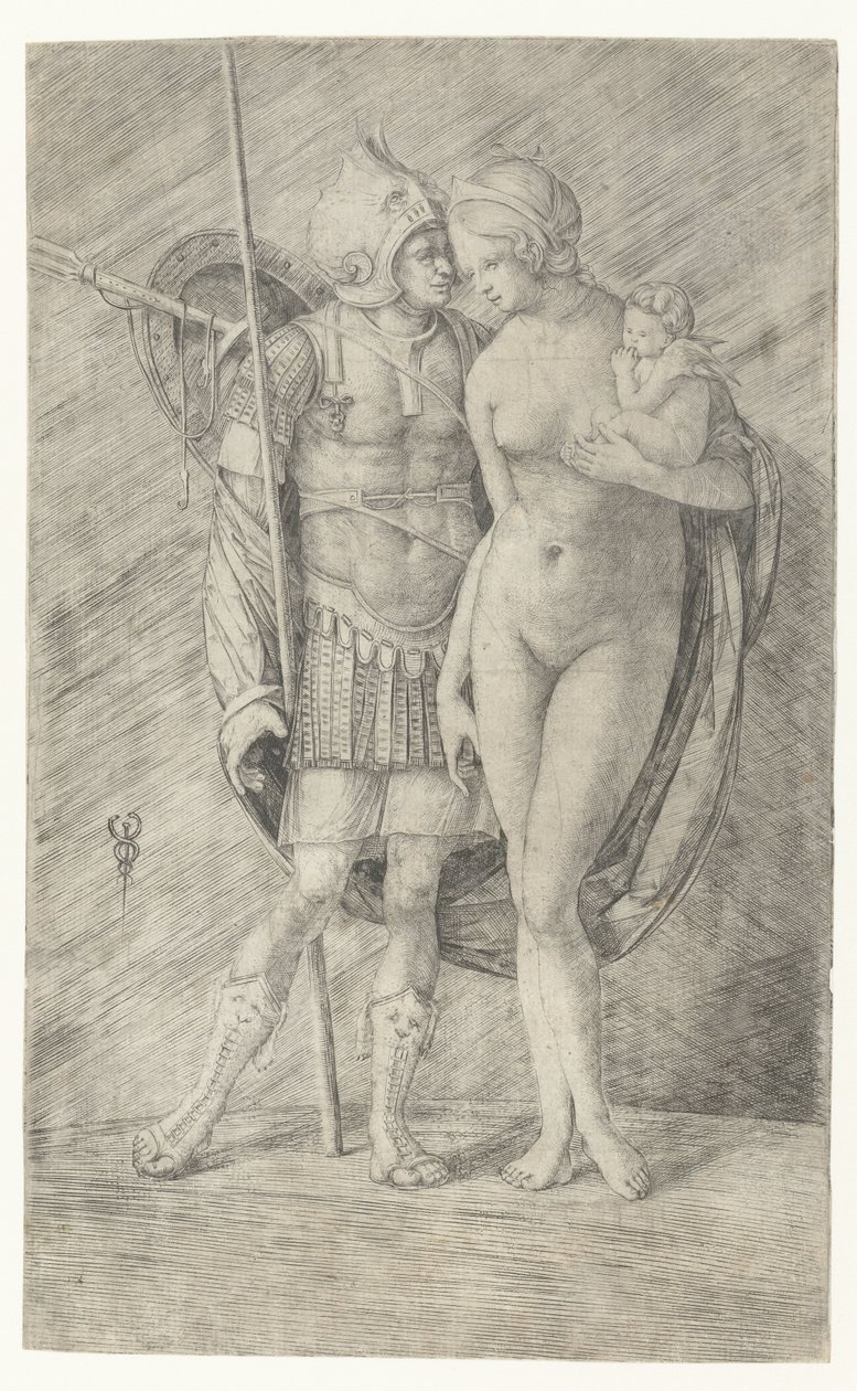 Mars in wapenrusting en naakte Venus met Cupido door Jacopo de