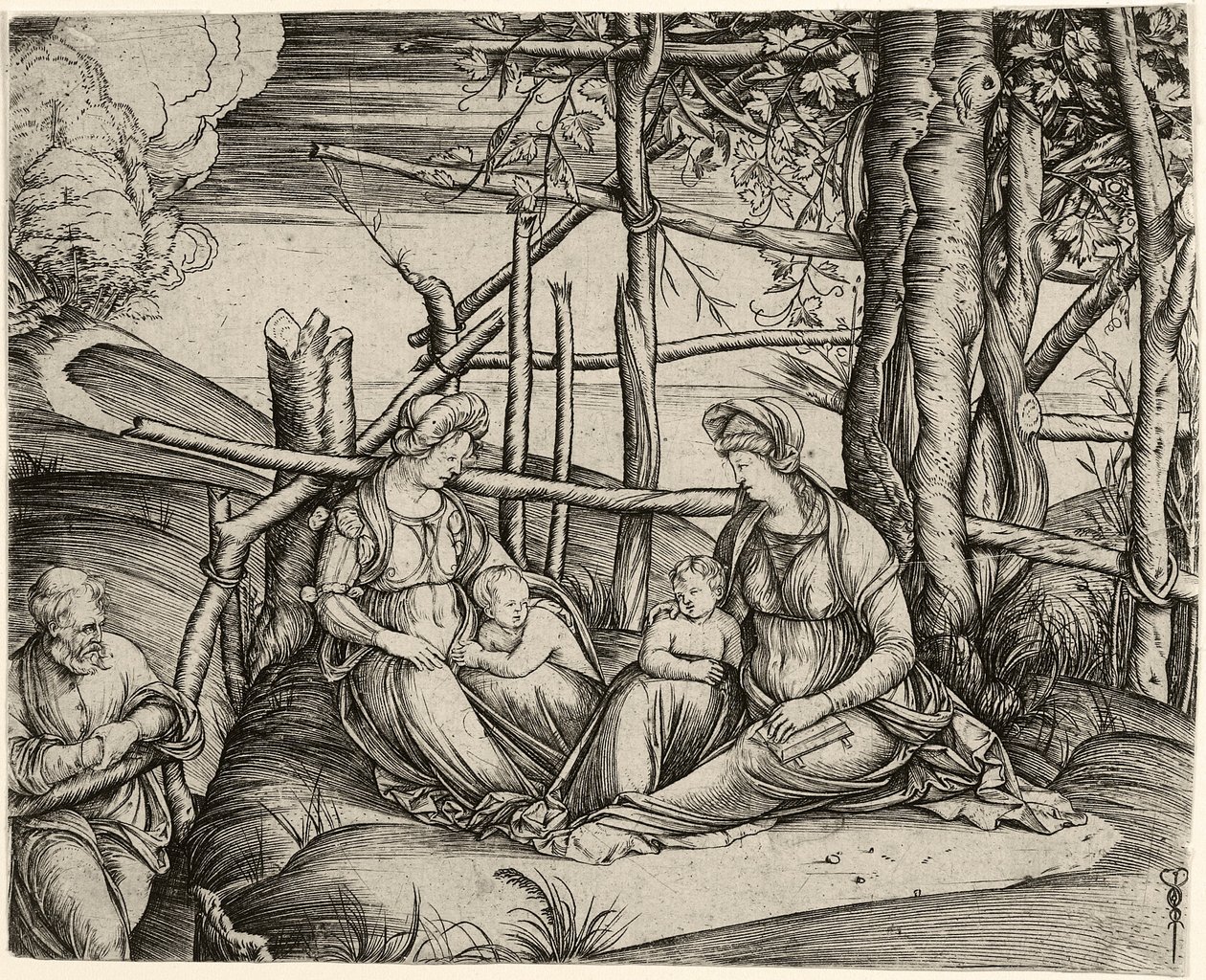 De Heilige Familie met St. Elizabeth en de Jonge St. Johannes, ca. 1499-1501 door Jacopo de Barbari
