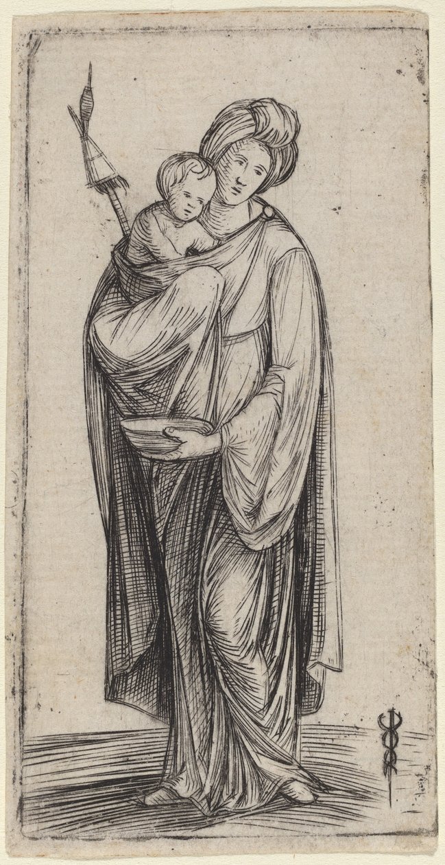 Vrouw en Kind met Spinrok door Jacopo de Barbari