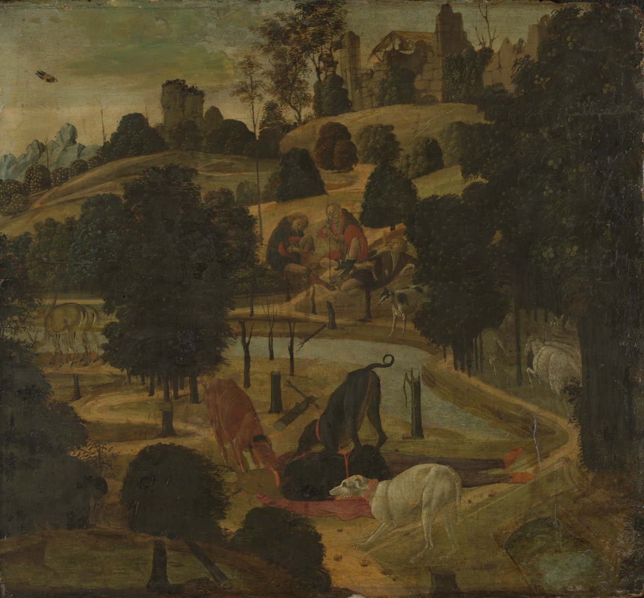 De dood van Actaeon door Jacopo del Sellaio