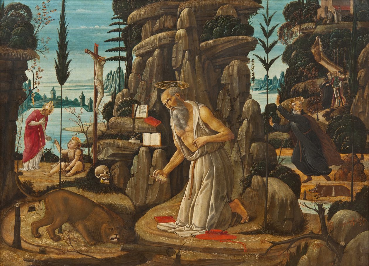 De boetvaardige Sint-Hiëronymus door Jacopo del Sellaio