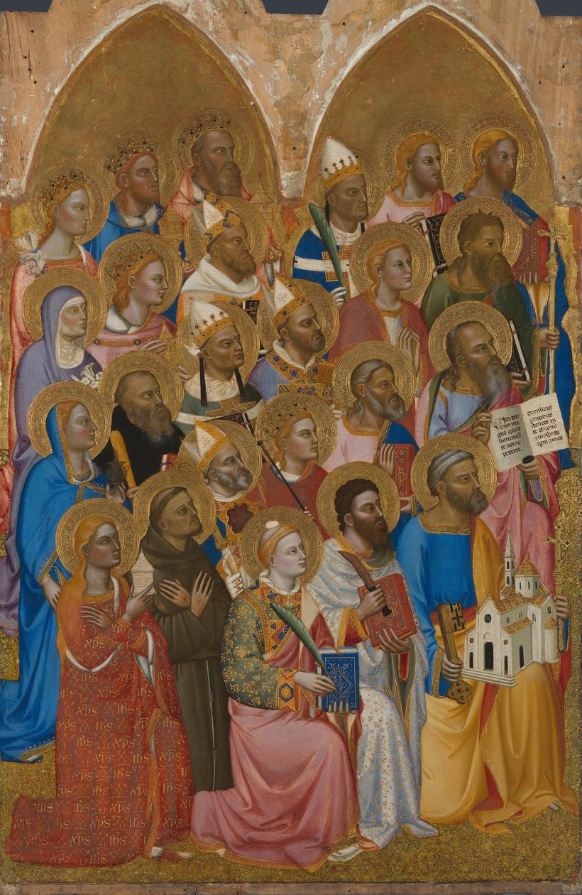Aanbiddende heiligen van het San Pier Maggiore Altaarstuk, 1371 door Jacopo di Cione