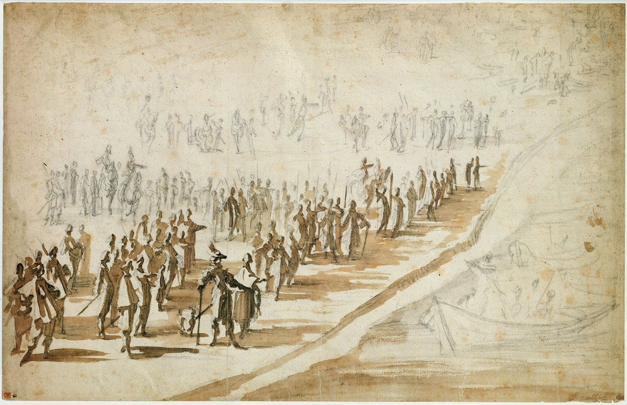 Louis XIII (1601-43) en Kardinaal Richelieu (1585-1642) bij het Beleg van l