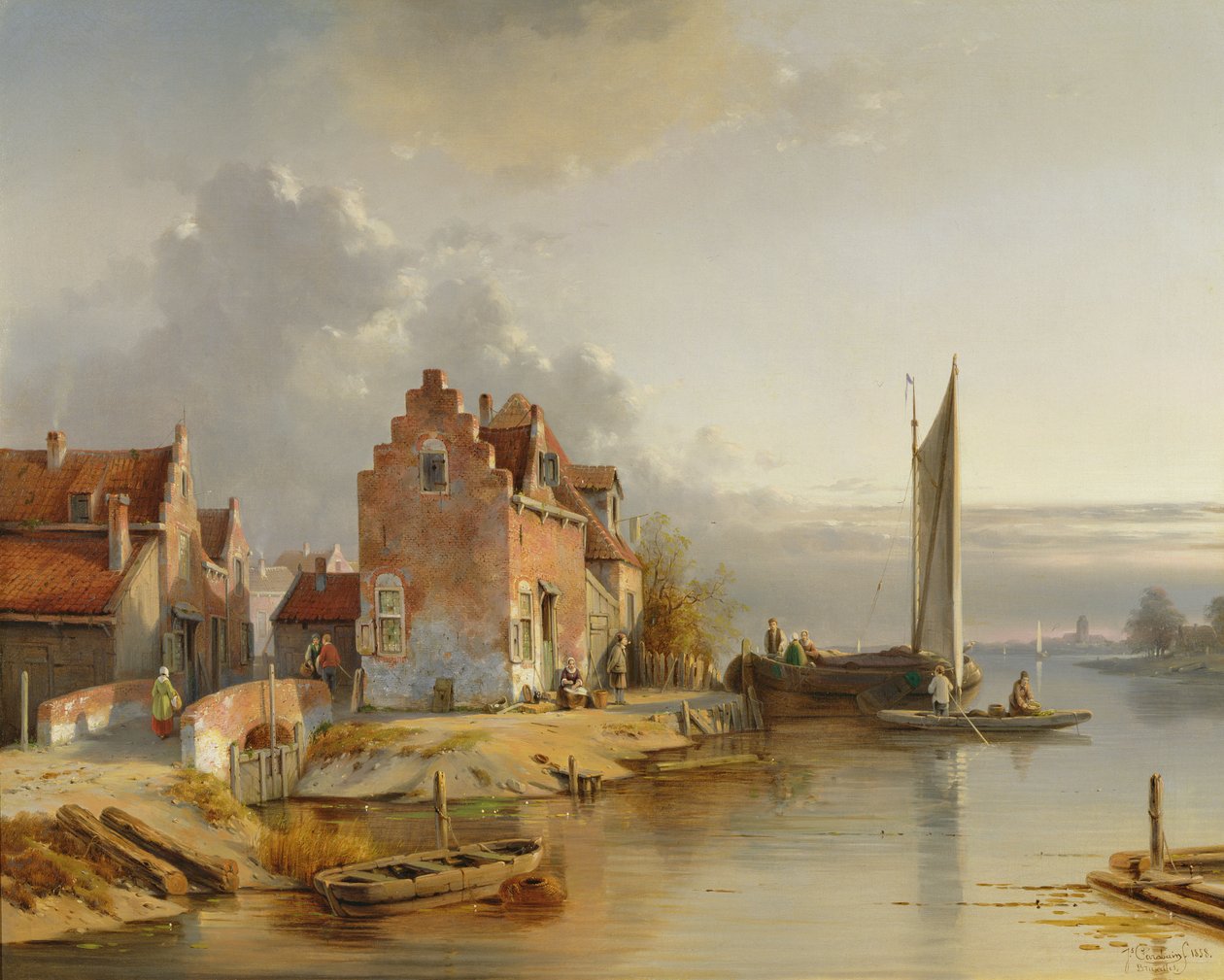 Belgische Rivieroever, 1858 door Jacques Carabain