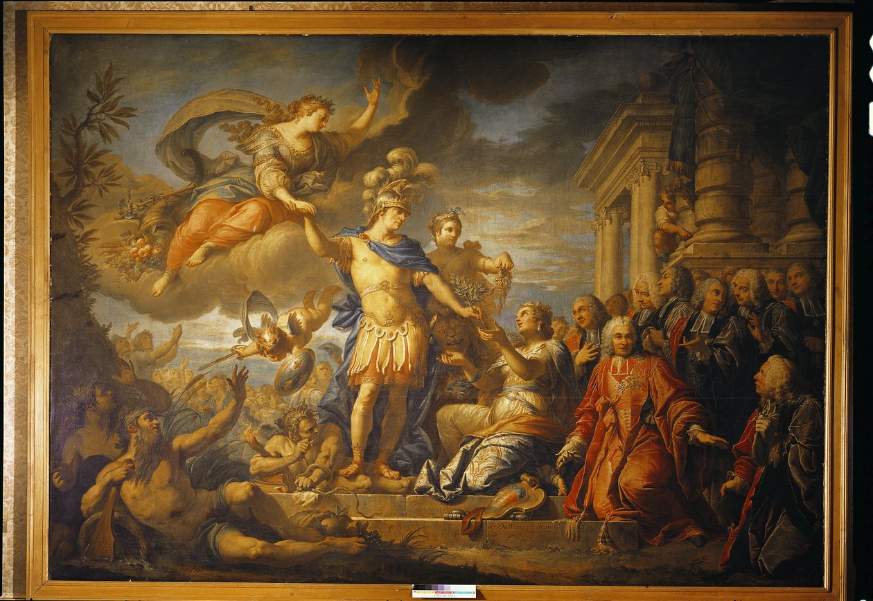 Allegorie van de Vrede van Aken, 1761 door Jacques Dumont