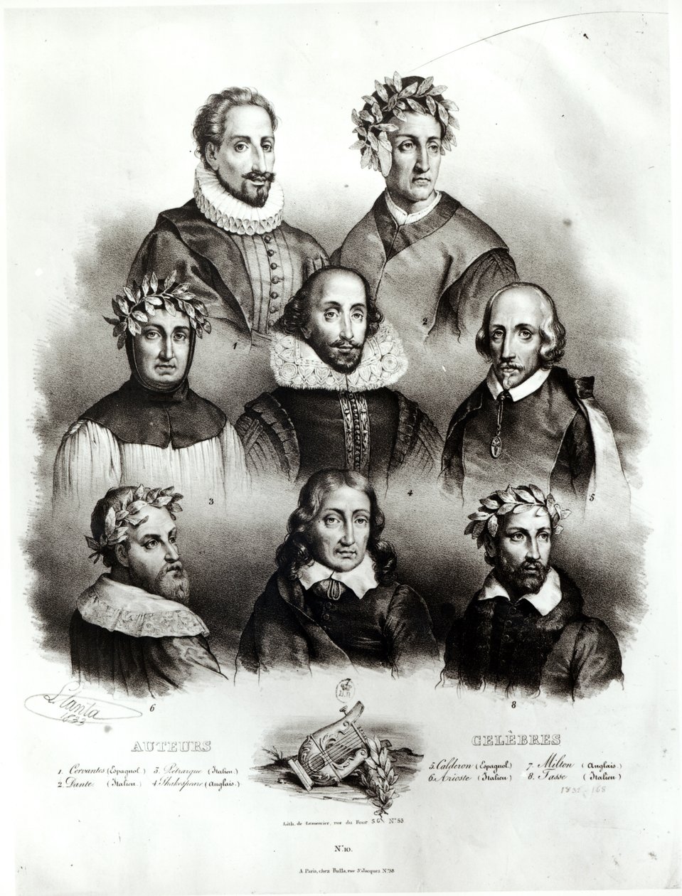 Beroemde auteurs, 1833 door Jacques Francois Gauderique Llanta