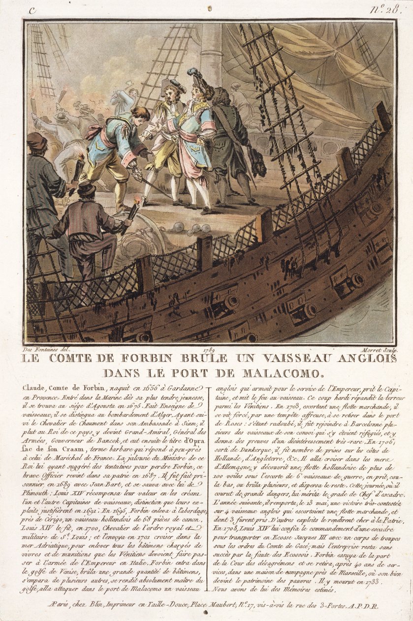 Claude, Graaf de Forbin (1656-1733), gegraveerd door Jean Baptiste Morret (fl.1790-1820), 1789 door Jacques Francois Joseph Swebach