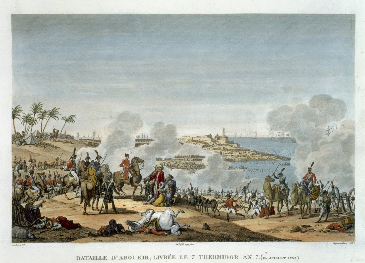 De Slag bij Aboukir, 7 Thermidor, Jaar 7 (25 juli 1799) gegraveerd door Louis Francois Couche (1782-1849) door Jacques Francois Joseph Swebach