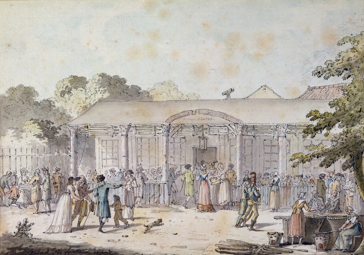 Het Café Goddet, Boulevard du Temple, ten tijde van het Consulaat, 1799-1804 door Jacques Francois Joseph Swebach