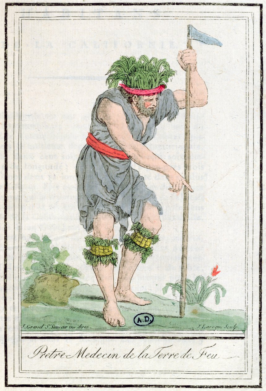 Een Priester Dokter uit Terra del Fuego, gegraveerd door Lareque, 1796 door Jacques Grasset de Saint Sauveur