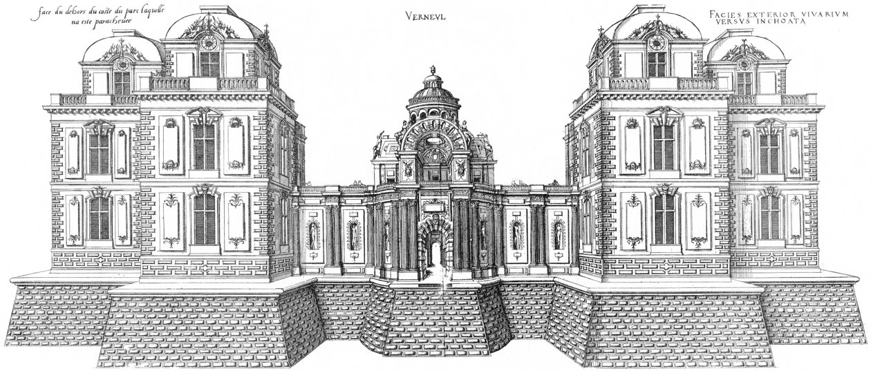 Gravure uit Le premier volume des plus excellents Bastiments de France door Jacques I Androuet du Cerceau