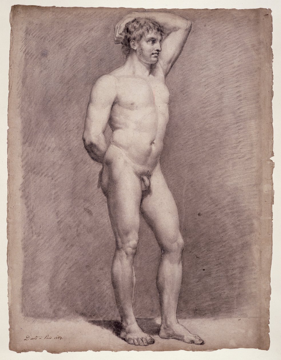 Academiestudie van het mannelijk naakt door Jacques Louis David