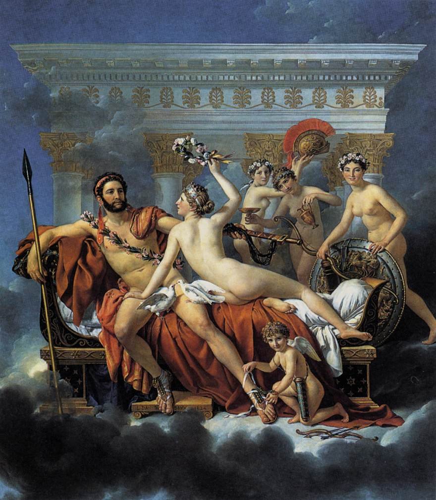 Mars ontwapend door Venus en de drie Gratiën door Jacques Louis David