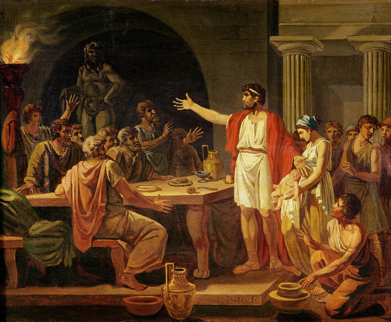 Studie voor Lycurgus die de Ouden van Sparta hun Koning toont, 1791 door Jacques Louis David