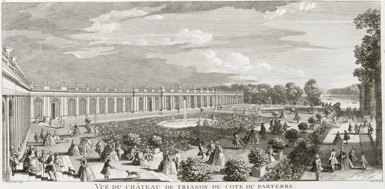 Uitzicht op het Kasteel van Trianon, het parterre door Jacques Rigaud