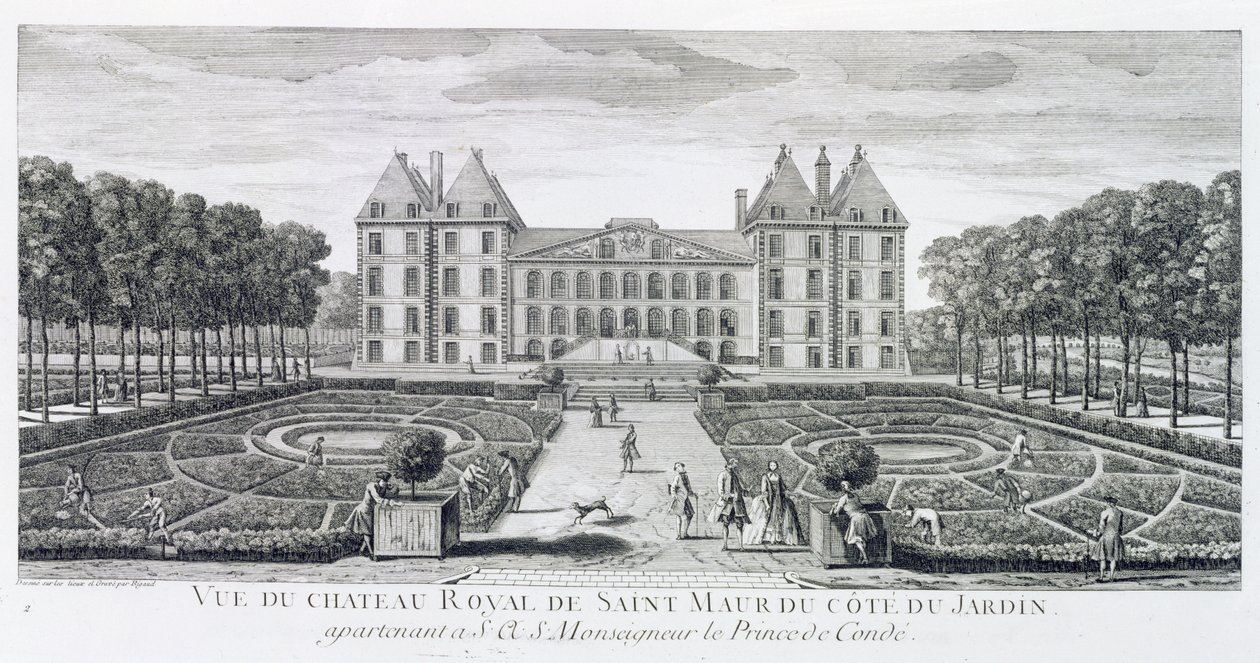 Uitzicht op het Koninklijk Kasteel van Saint Maur vanaf de tuinzijde door Jacques Rigaud
