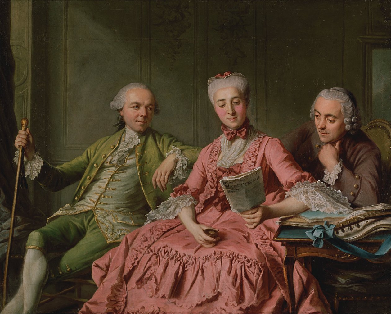 Vermoedelijk portret van de hertog van Choiseul en twee metgezellen door Jacques Wilbaut
