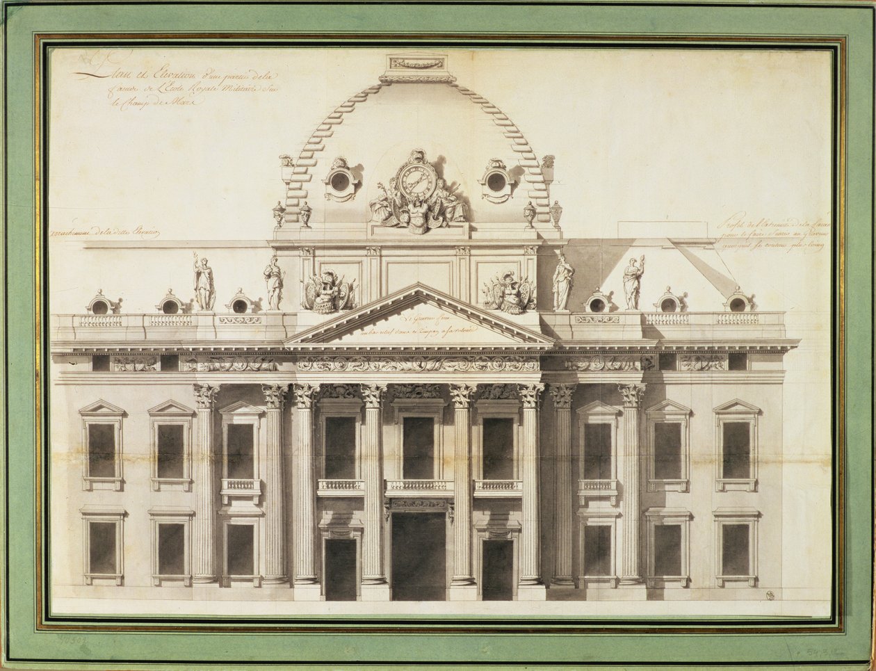 Ontwerp voor de Ecole Militaire, Parijs, 1751 door Jacques Ange Gabriel
