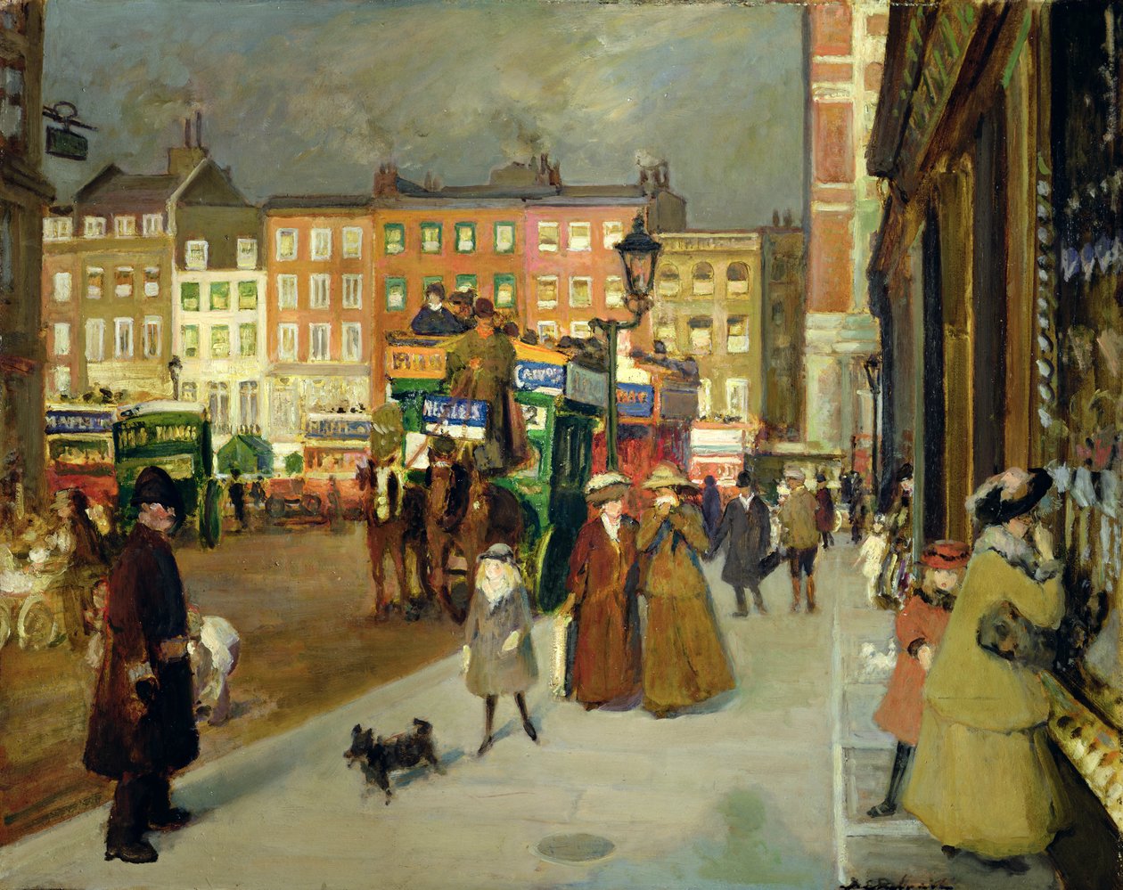 Sloane Street, Londen, ca. 1908-09 (olieverf op doek) door Jacques-Emile Blanche