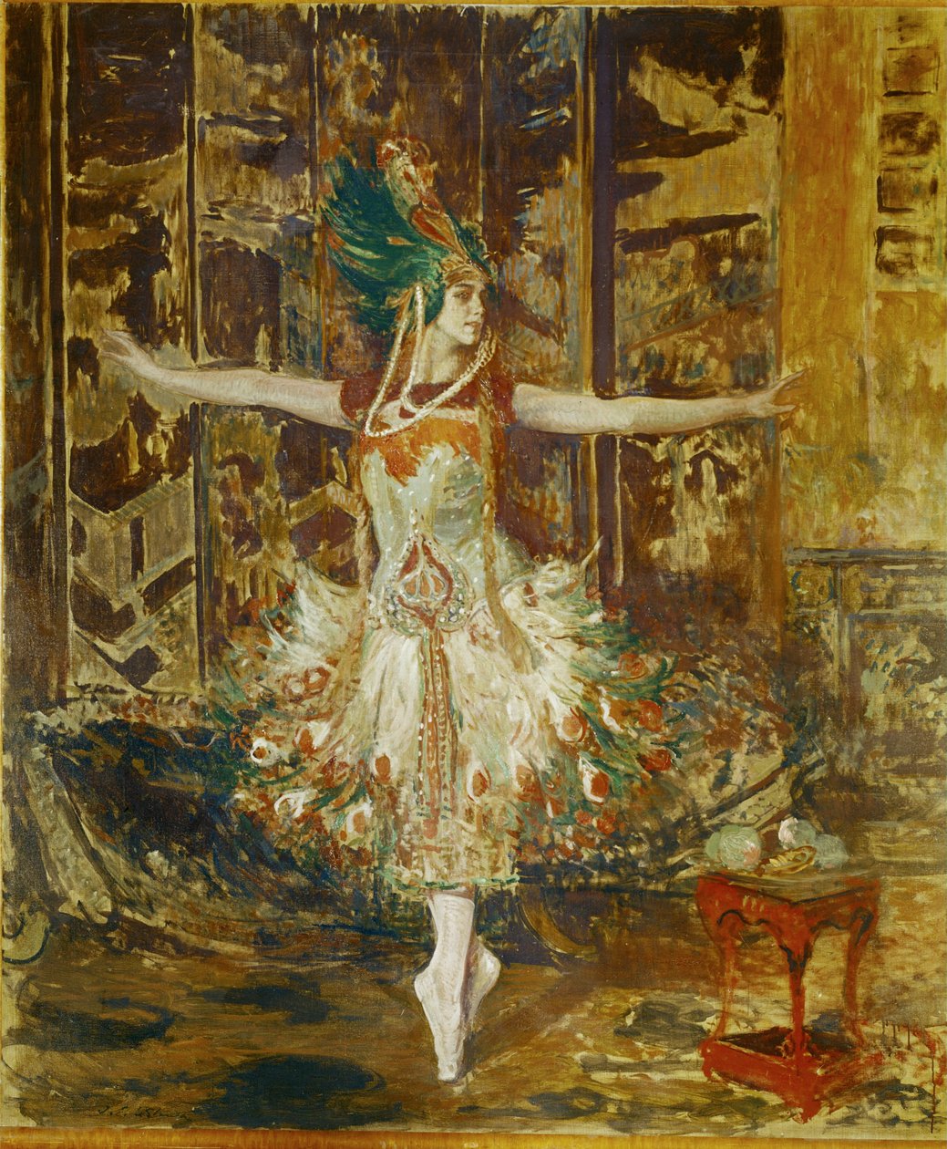 Tamara Karsavina danst in het ballet De Vuurvogel van Igor Stravinsky ... door Jacques Emile Blanche