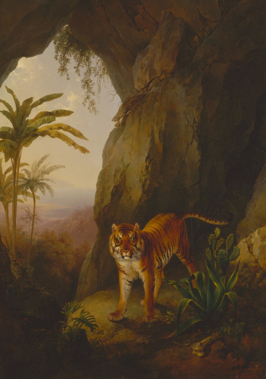 Tijger in een Grot door Jacques-Laurent Agasse