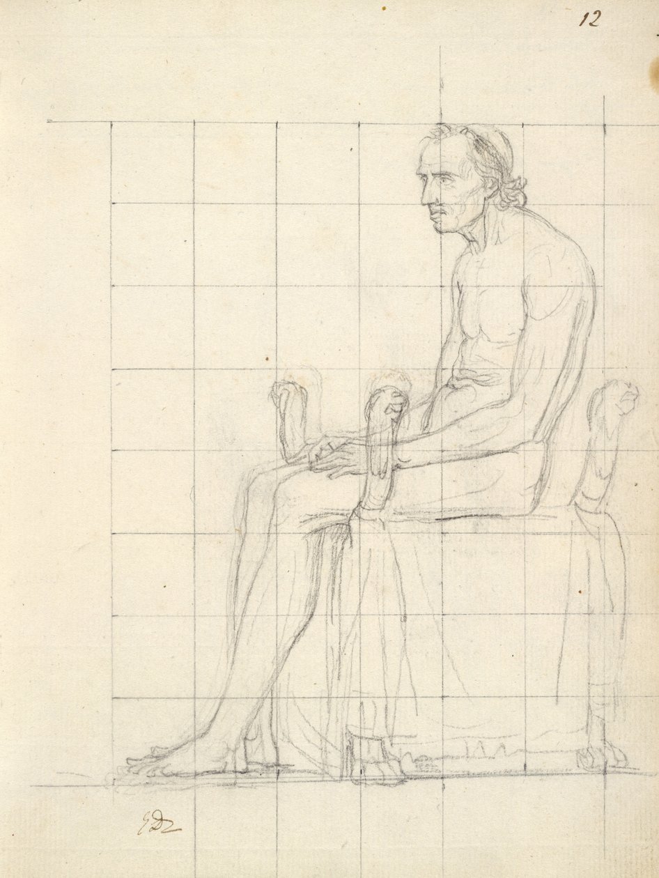Naaktstudie van paus Pius VII zittend, ca. 1805-06 (zwarte krijt over grafiet op papier) door Jacques Louis David