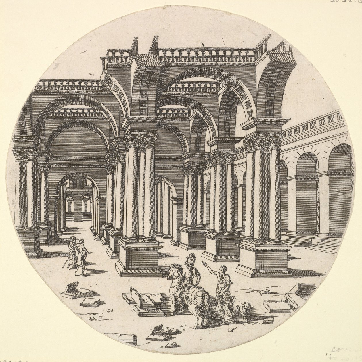 Perspectivisch uitzicht, Tempel van Isis door Jacques Androuet Du Cerceau