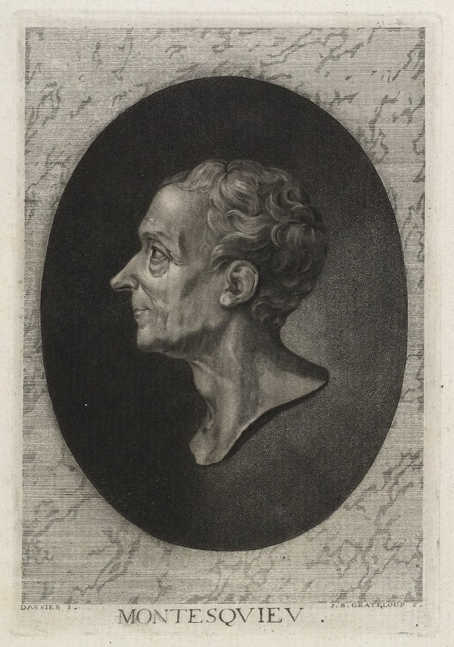 Montesquieu, gegraveerd door Jean-Baptiste de Grateloup, 1768 door Jacques Antoine Dassier