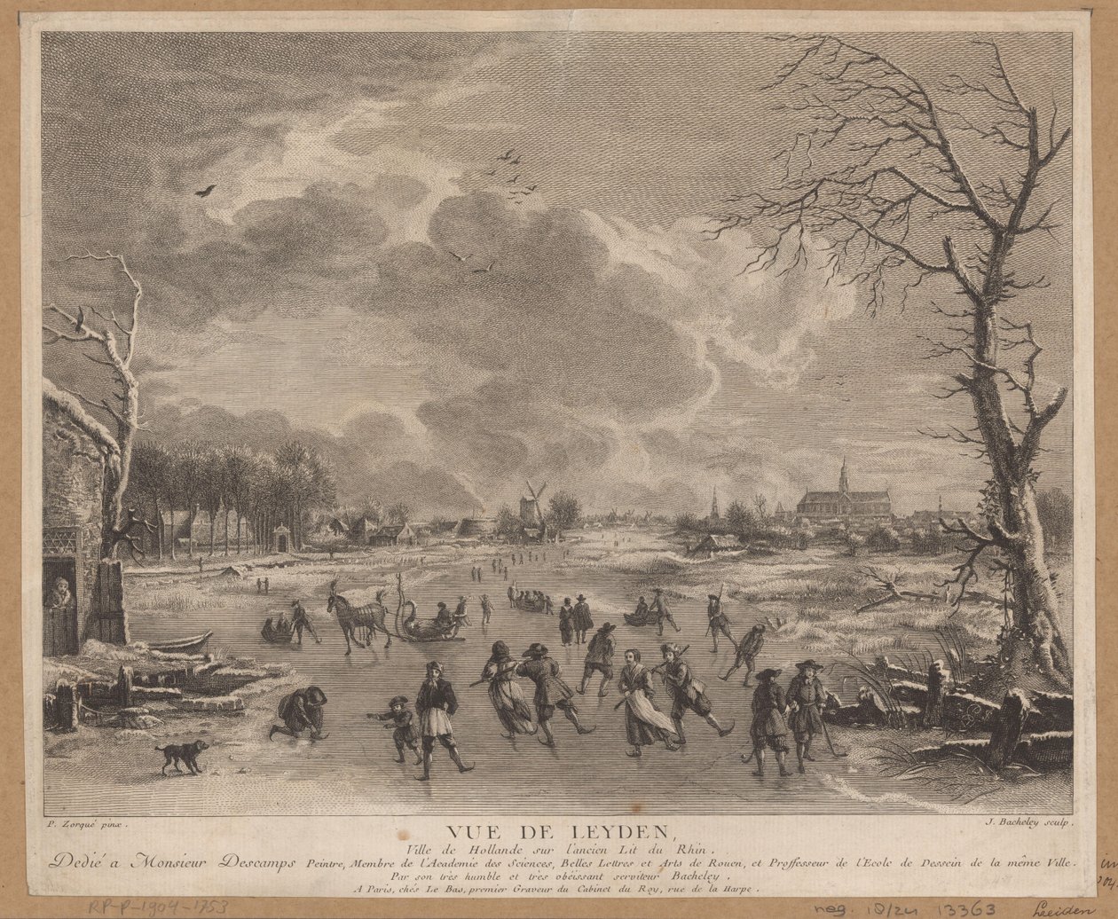 Wintergezicht op Leiden door Jacques Bacheley